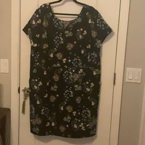 Loft Plus Botanical Print Knit Dress with pockets